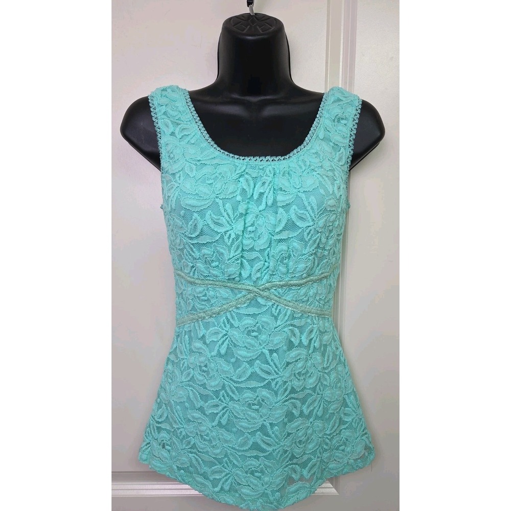 Empire Waist Lace Bella Babydoll Aqua Lace Sleeveless Top Maurices Y2K 90s USA S